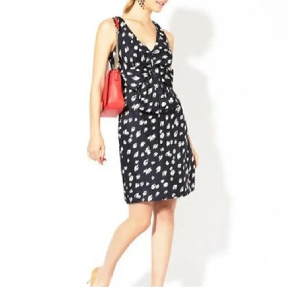Kate Spade Blue & White 100% Silk Dress Bow Detail sz 4